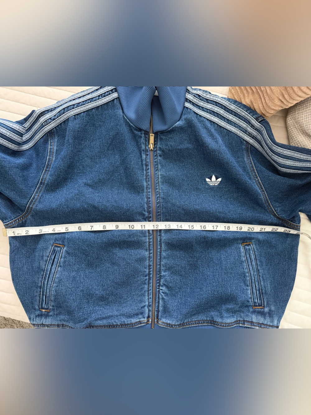 adidas Medium Vintage Denim Firebird TT D Track Top in Blue - Picture 3 of 3